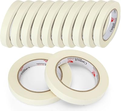 LOLYSIC 15mm x 50m Masking Tape 12 Rolls White Low Tack Painter Tape