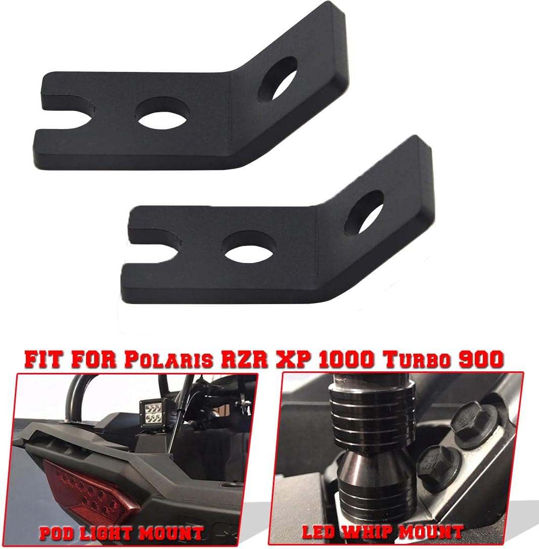 Rear Pillar LED Whip Mounting Bracket For Polaris RZR XP 1000 900 Turbo (2008-2023) – No Drill, Powder Coated Black