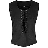 lifpoivake Men's Renaissance Pirate Medieval Vest Cosplay Waistcoat