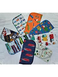 2 Ply Printed Flannel Washable, The Zoom Zoom Set of Napkins 8x8 inches 5 Pack - Little Wipes (R) Flannel