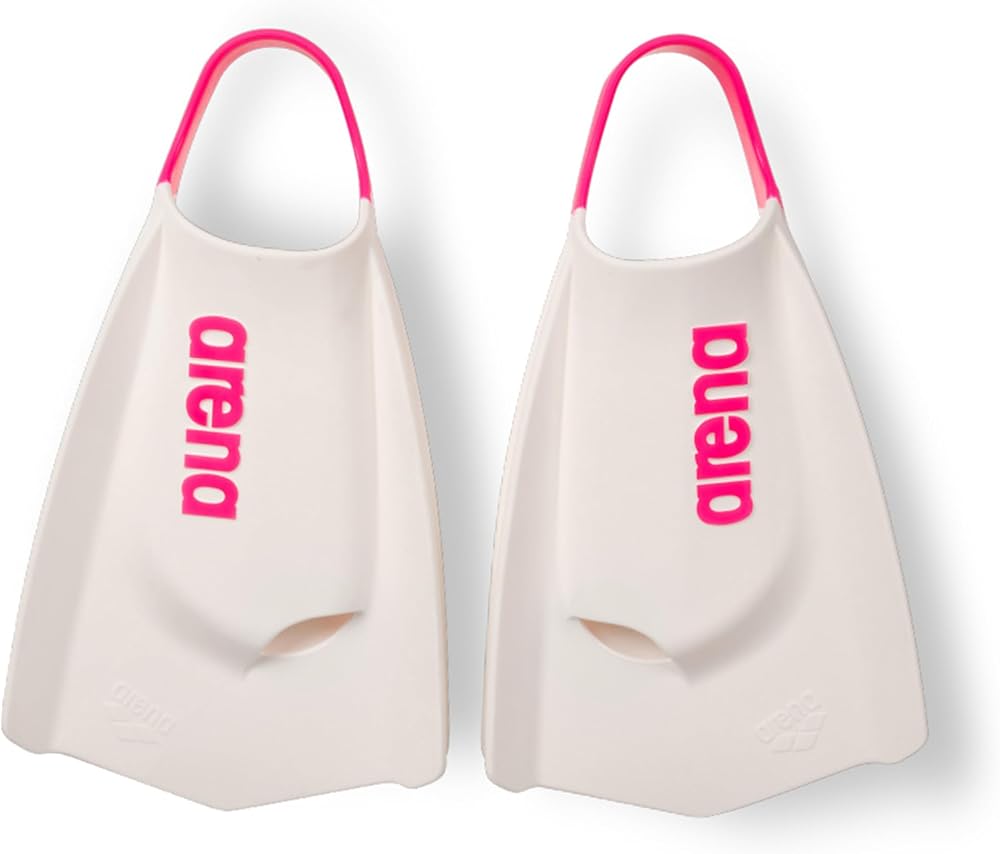 ARENA Powerfin Pro II Swim Fins Silicone Short Blade Left Right White Pink Size