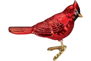 Old World Christmas Ornaments Shiny Red Northern Cardinal Glass Blown Ornaments for Christmas Tree