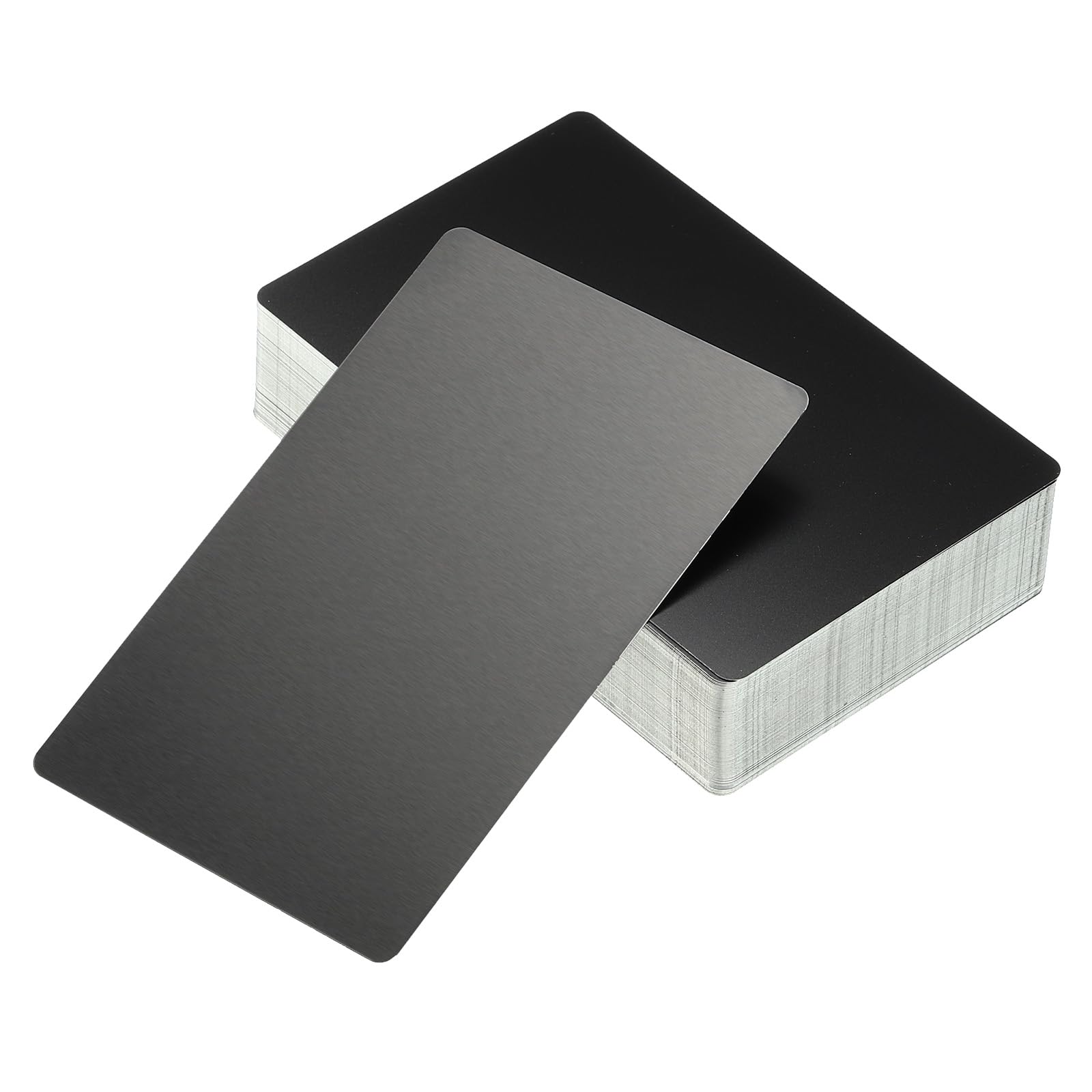 YOKIVE 100 Pack Metal Business Card Blank, Laser Engraving Aluminum | Personalized Card Double Side Print, Great for Name Card, Picture, Text, Hote(Matte Black, 0.45mm Thick 3.4x2.1 Inch)