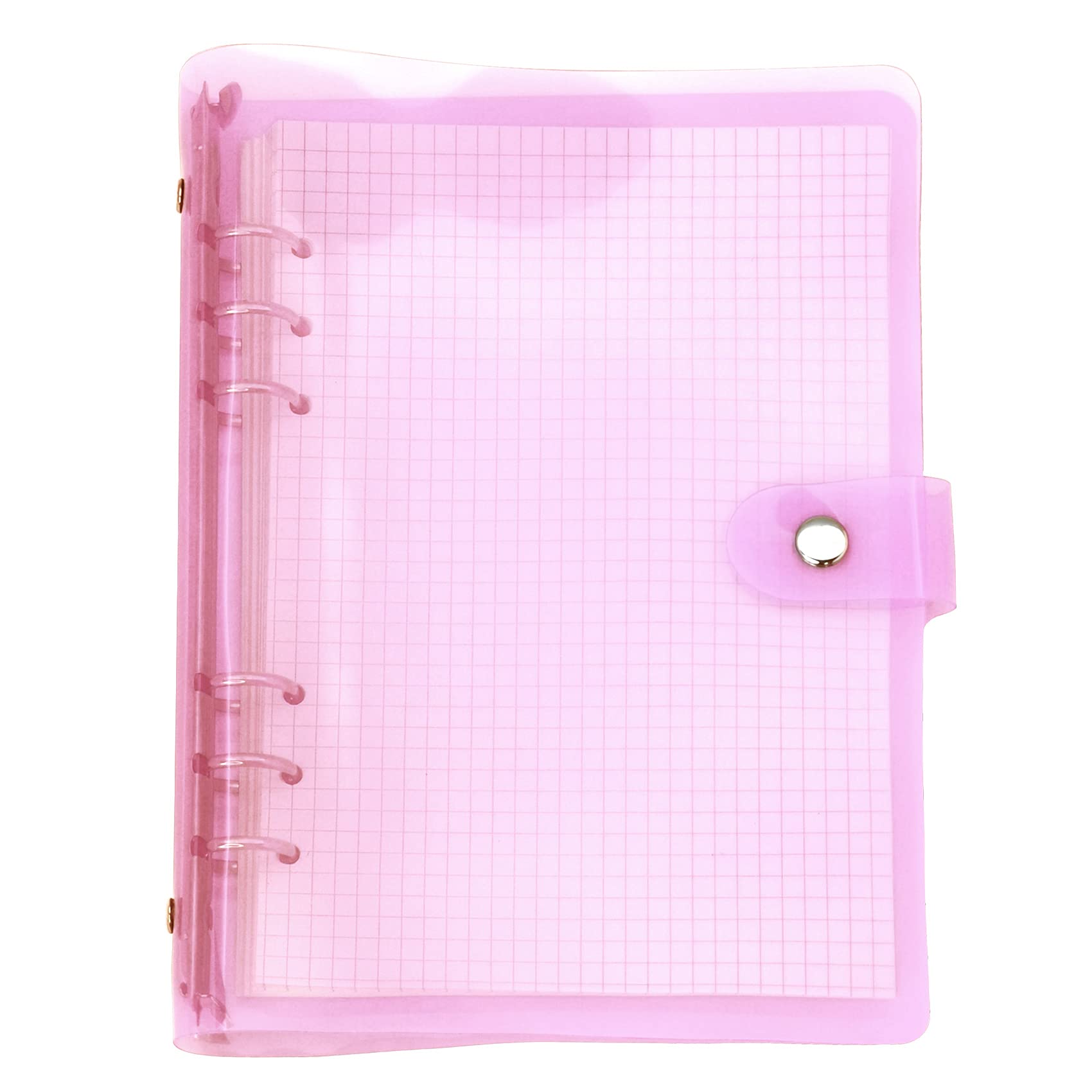 A6 A5 6-Holes Colorful PVC Cover Round Ring View Binder with Snap Button Closure File Folder (Rosebloom, A5 mini Set)