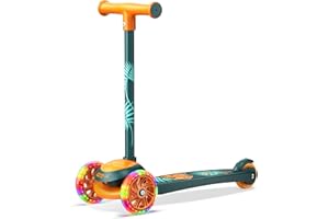 SCOOTER STARS 3 Wheel Scooter for Kids, Smooth Light Up LED Front Wheels, Wide Anti Slip Deck, Rear Foot Brake, Easy Lean to Steer Maneuvering, Indoor & Outdoor Ride On Toys for Ages 2 Up