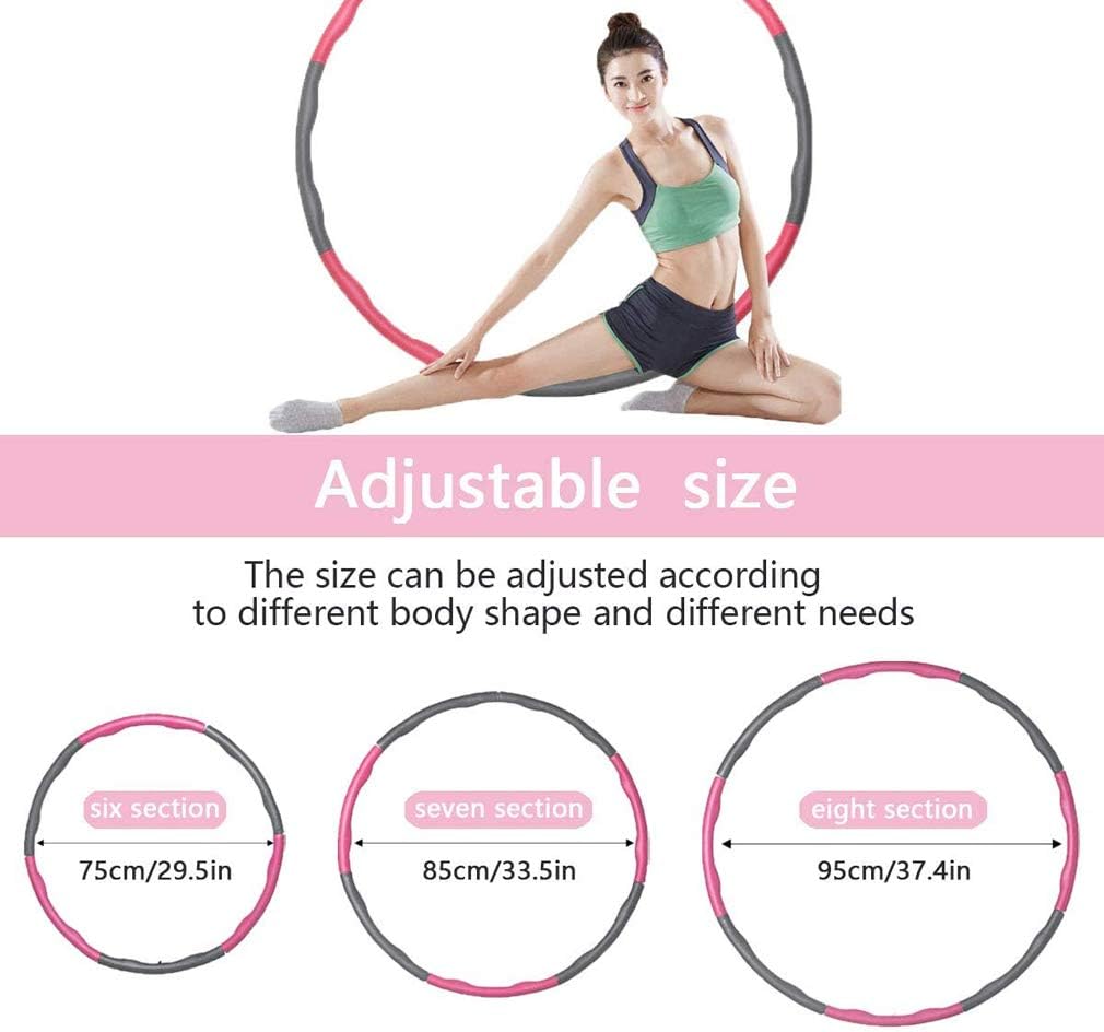 EXQUIFIRM Exercise Hula Hoop for Adults, Professional Soft Fitness Hoola Hoop - Easy to Spin, Premium Quality and Soft Padding Weighted Hoop, 8 Section Detachable Design: Toys & Games