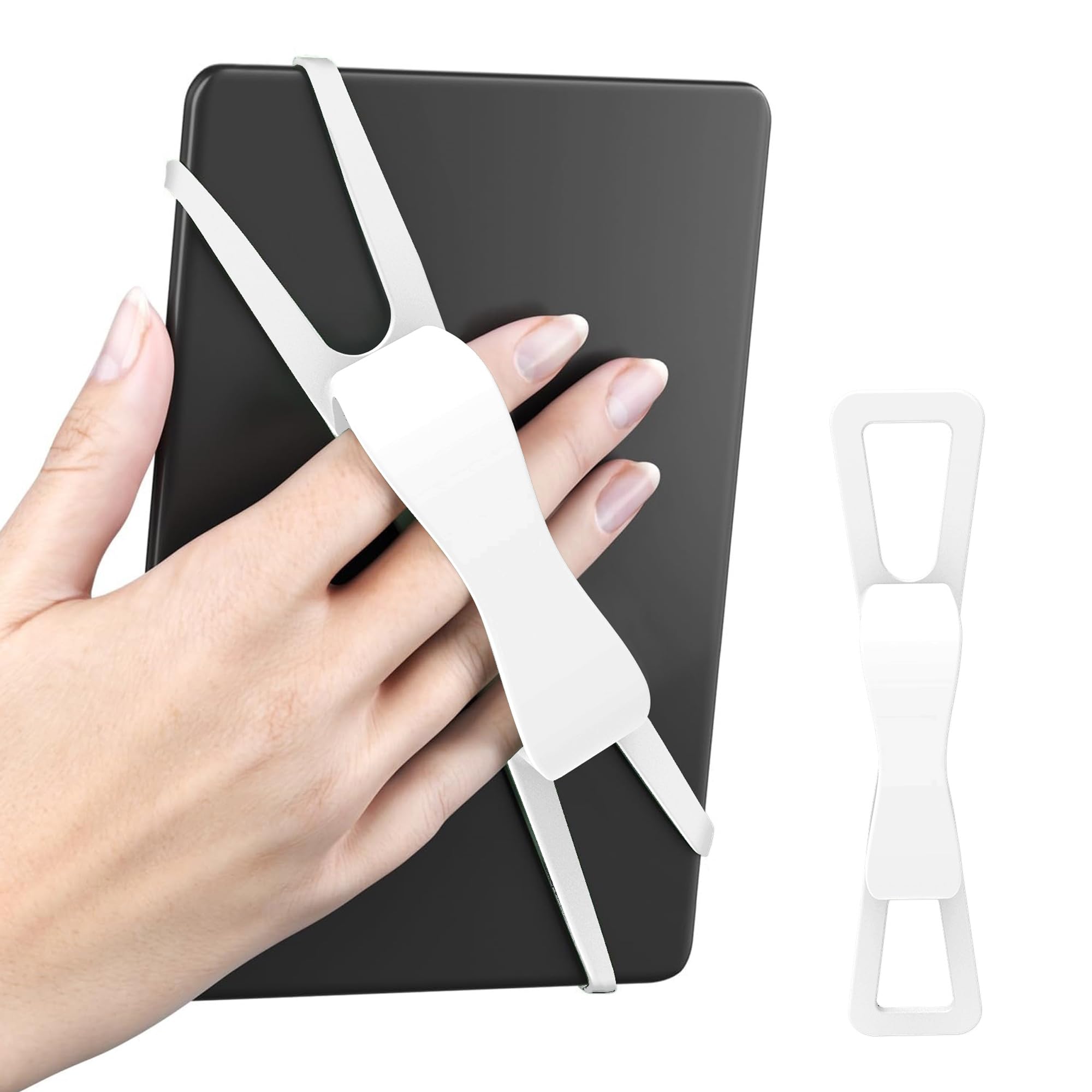 Photo 1 of SEPTBEAM Ergonomic Silicone Hand Strap Holder for Kindle and Teblets - Handed Reading, Minimize Drops & Fatigue for Kindle Paperwhite/Kobo/Oasis/E-Book/Mini Teblets/Phone(White)