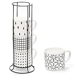 TOPZEA Set of 4 Stackable Coffee Mugs with
