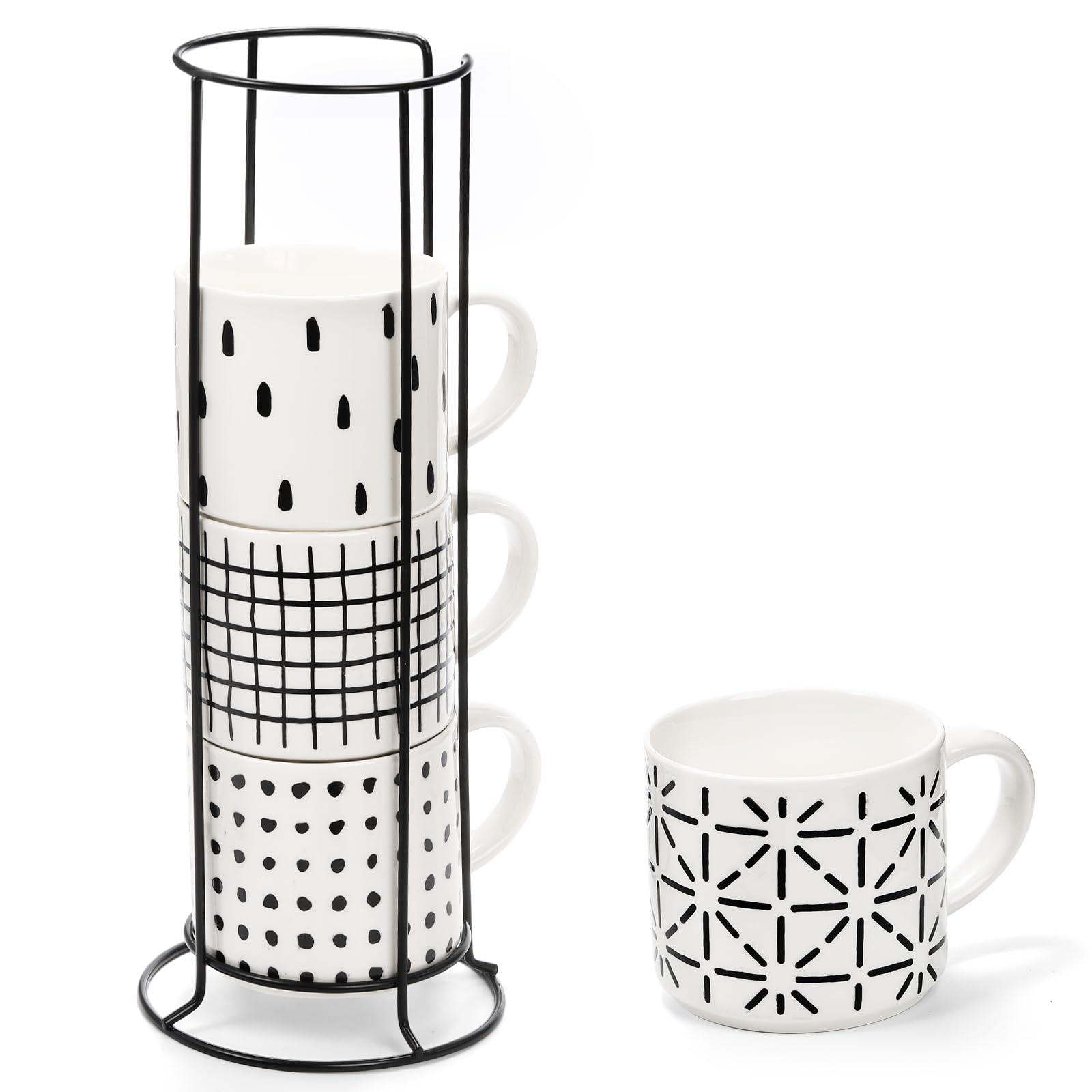 TOPZEA Set of 4 Stackable Coffee Mugs with