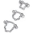 ALACLO 3 Pcs 316L Stainless Steel 16G Tragus Helix Rook Piercing Jewelry with Chain, Cartilage Earrings for Women, Belly Button Ring Vertical Labret Lip Piercing Jewelry