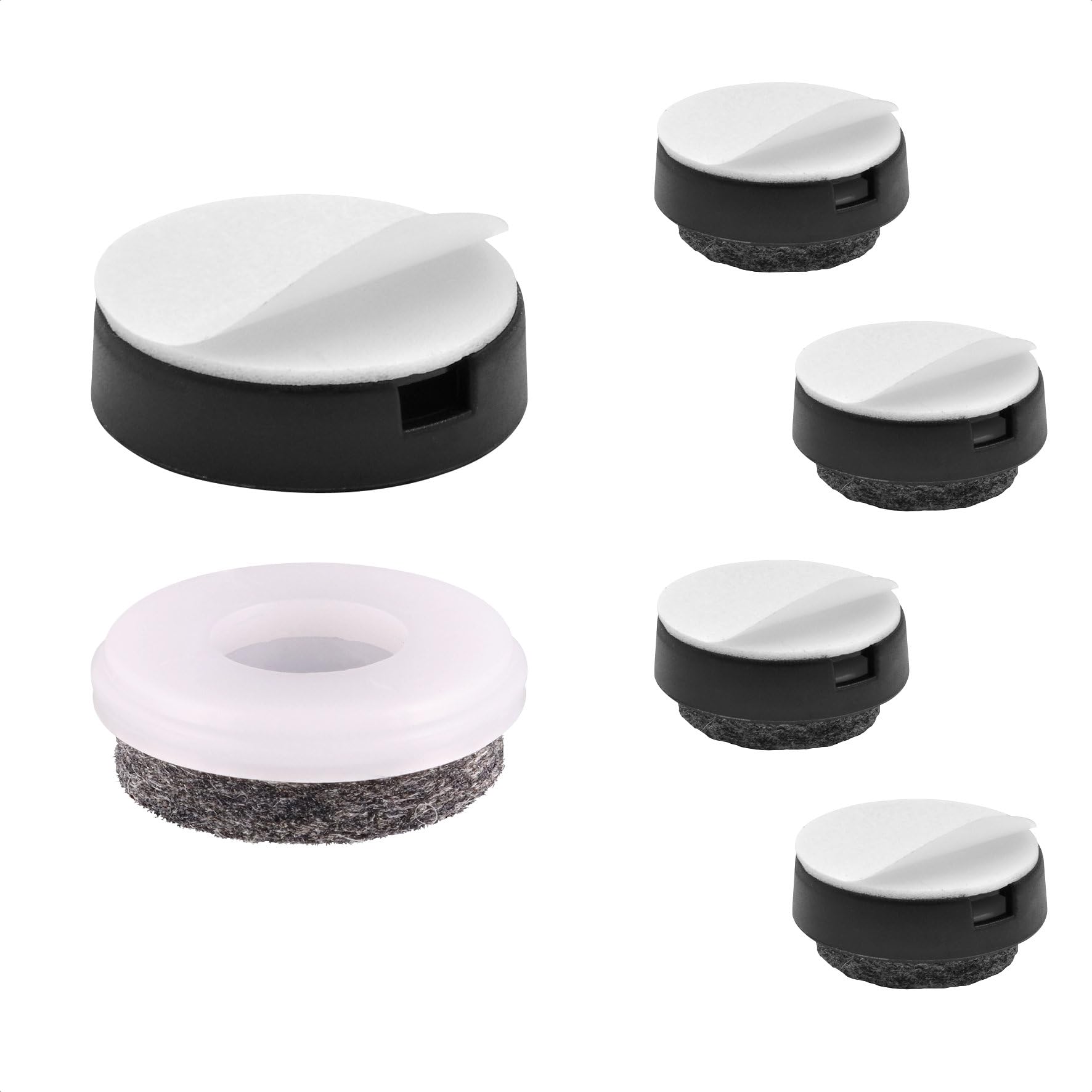 WAGNER QuickClick® Felt glides furniture glides chair glides I 4pcs. set for gluing I 4x base+adhesive pad+interchangeable glide insert - wool felt ULTRASOFT - Ø 25 mm - Made in Germany - 15830300