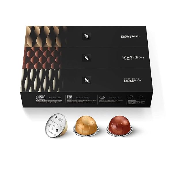 NESPRESSO CAPSULES VERTUO, BARISTA FLAVORED PACK, MEDIUM ROAST COFFEE, 30 COUNT COFFEE PODS, BREWS 7.8OZ.
