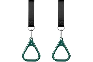 LadyRosian Trapeze Bar Swing Monkey Bars Hanging Ninja Rings Warrior Slackline Obstacle Course Kits for Kid Playground Equipment Accessories (Green)