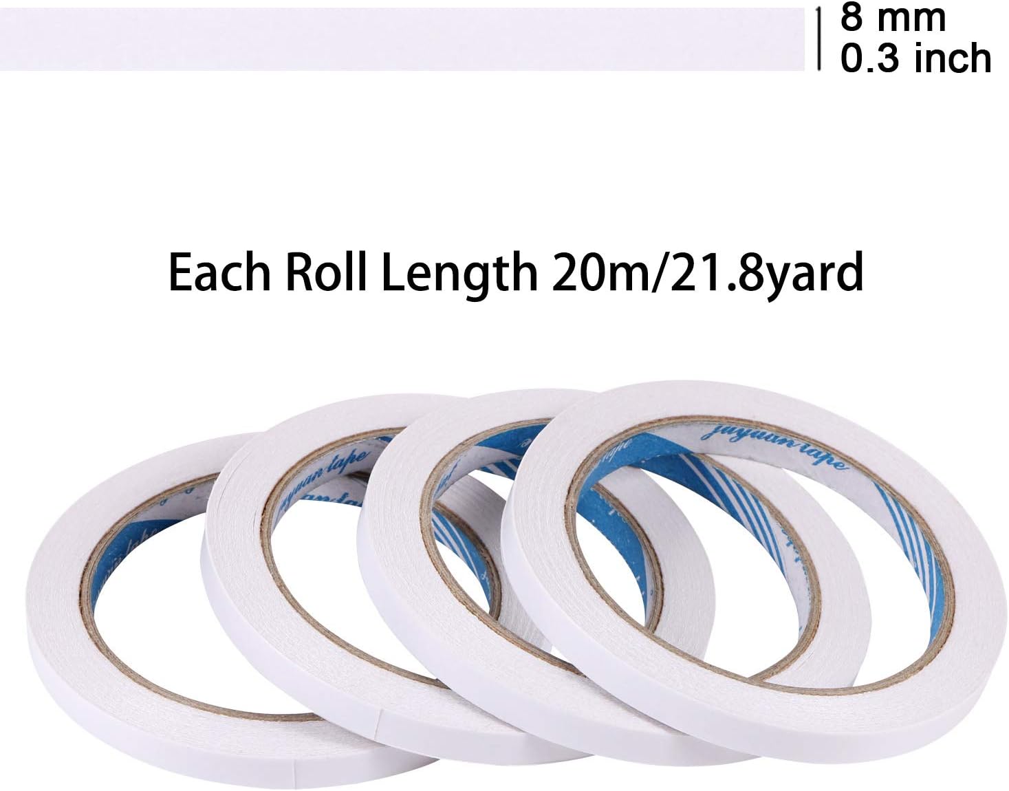 4 Rolls Double-Sided Tape Adhesive Sticky Tapes for Scrapbooking Photos, Invitation Cards, Paper - Image 3