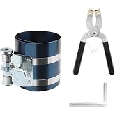 Piston Ring Compressor Tool,Professional Piston Compressor Tool Kit with Pistons Rings Pliers &amp; Four Corner Wrench,Adjustable Pistons Ring Tools Size Range from 2.08" to 5.90"