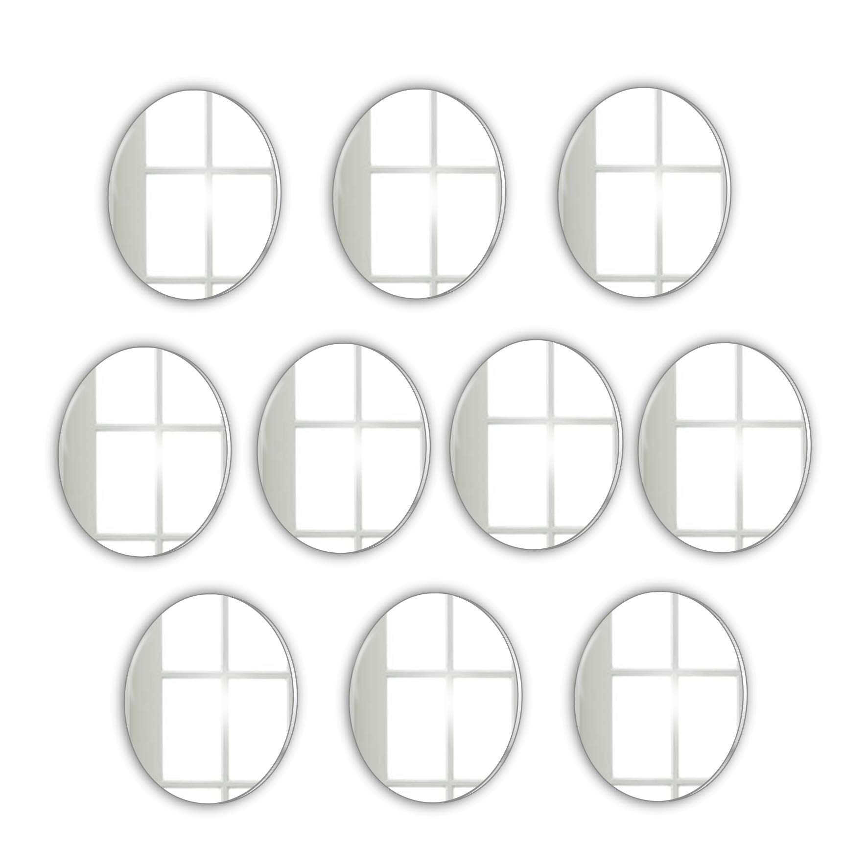 Pack of Circle Wall Mounted Acrylic Bathroom Mirrors: Frameless, Easy to Stick, Strong, Lightweight