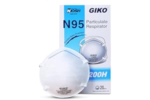 GIKO N95 Face Mask - 20Pcs Cup Dust Safety Masks, N95 Protective Mask, Protection Against PM2.5 Dust, Fire Smoke, Filter Efficiency≥95%, White