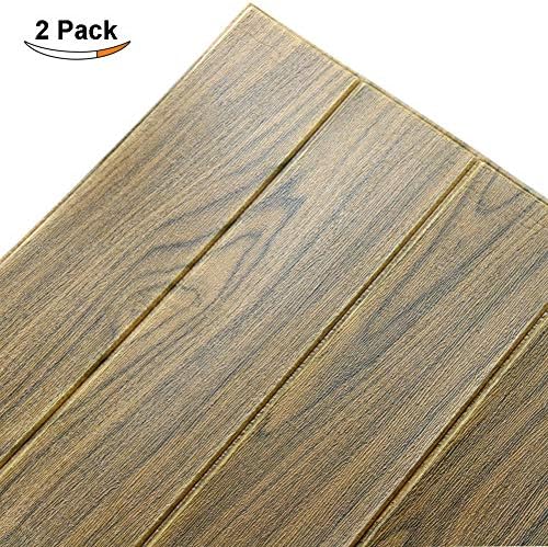Doremy 3D Wall Panels Stickers Wood Grain Wallpaper DIY Waterproof for Background Wall Decoration (2PCS, Brown Wood)