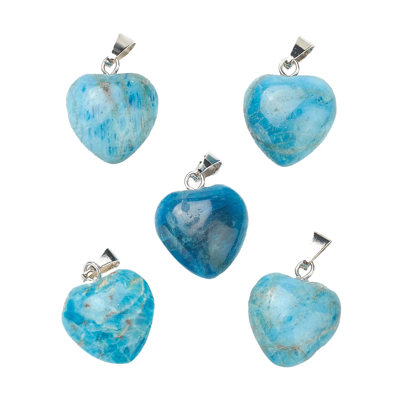 BEEFLYING 10 Pcs Natural Gemstone Heart Pendant Charms Apatite Charms Healing Stone Pendants for Jewelry Making Crafts Supplies โ image 1