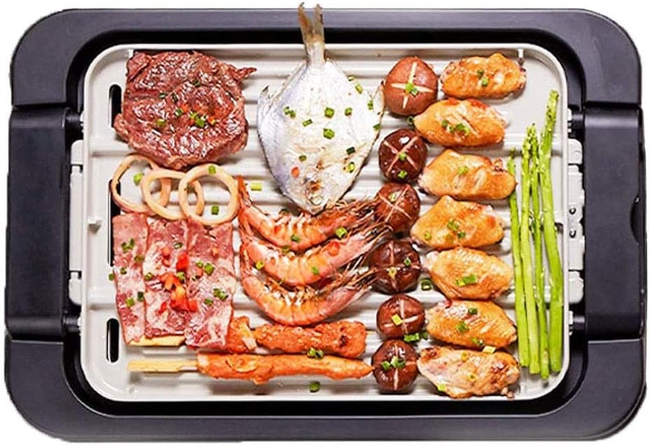 review UXZDX CUJUX Electric BBQ Smokeless Grill Rotisserie Electric Griddle Catering Equipment Smokeless Kebab Grill Barbecue Plate Nonstick