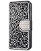 iPhone 6s Case, FLYEE Handcraft Luxury Bling Rhinestone Wallet Case Ultrathin Magnetic Kickstand Crystal Leather Book Cover for Apple iPhone 6s/iPhone 6 4.7 Inch-Black