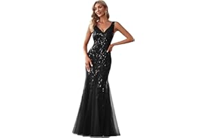 Ever-Pretty Women's Formal Dress Sequin Double V-Neck Sleeveless Mermaid Long Evening Dress 07886