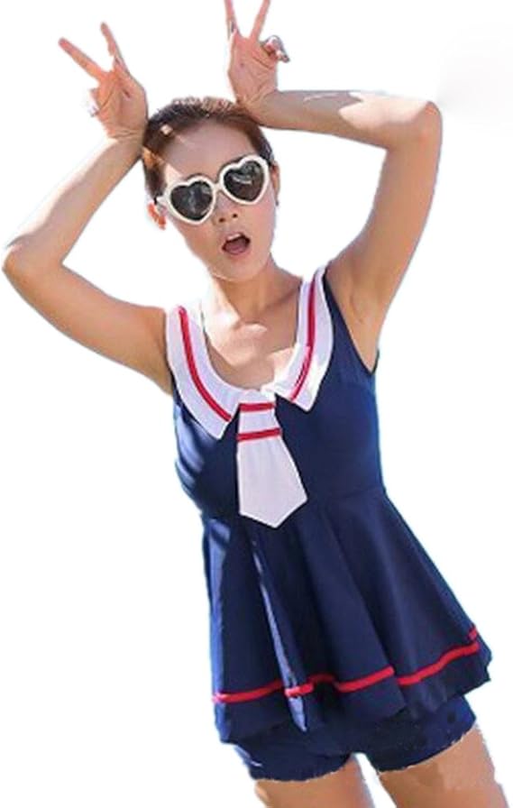 Amazon Co Jp レディス水着ワンピース スイムウェア セーラー風 体型カバー 海軍風 伸縮性高い 16夏 二点セット 服 ファッション小物 Amazon Co Jp レディス水着ワンピース スイムウェア セーラー風 体型カバー 海軍風 伸縮性高い 16夏 二点セット 服 ファッション小物