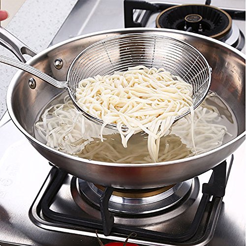 Tenta Kitchen Stainless Steel Spider Strainer Wire Strainer Skimmer Colander, Stainless steel Handle with hook (7 inch 1pc)