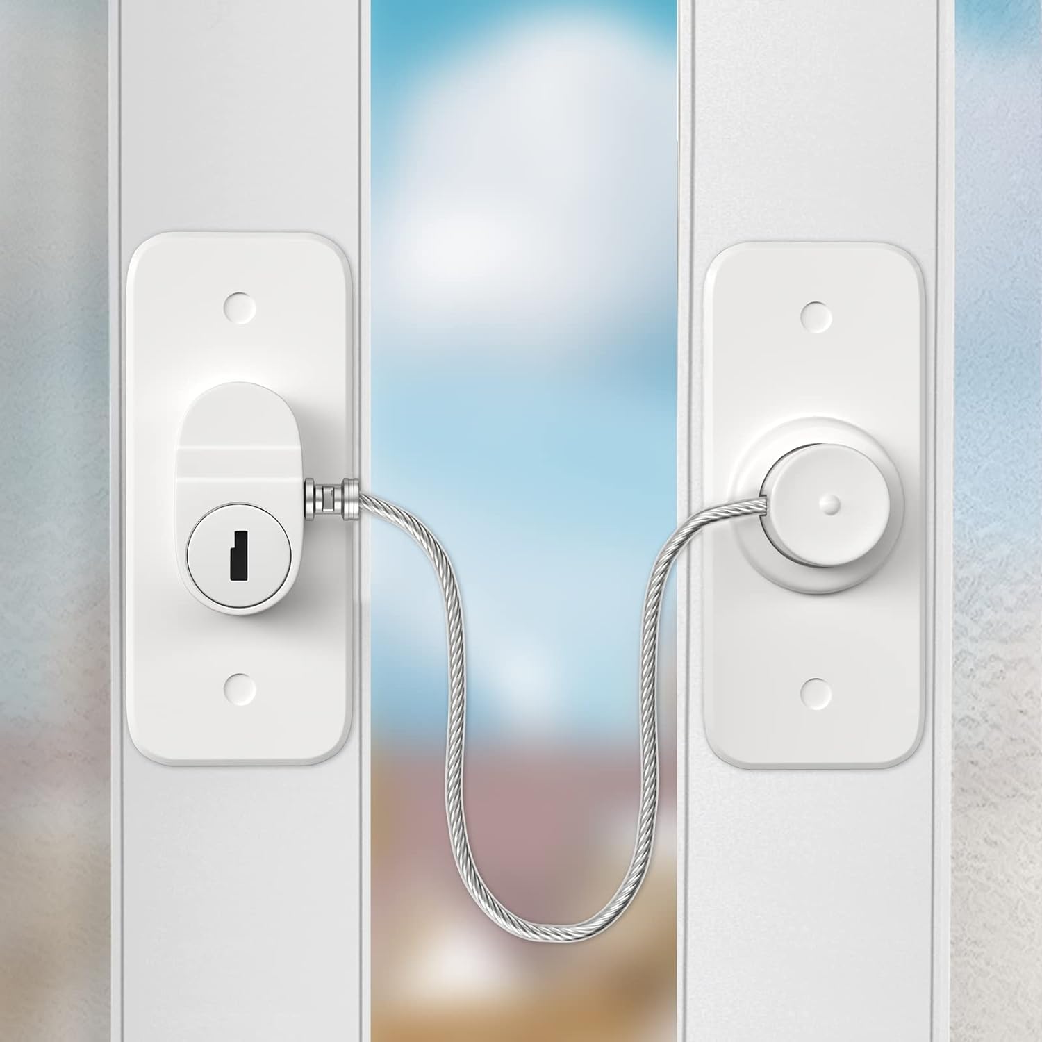 AOSITE Fenstersicherung Kinder Ohne Bohren für Fensterschutz Kühlschrank Schranktüren 2 Stück Fensterschloss nur Kippen Fensterschutz Kinder Selbstklebend oder Schrauben Safety Lock Pet Childproof