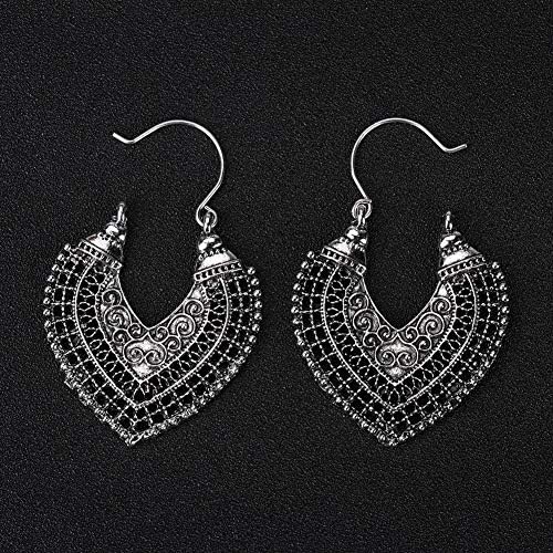 Vintage Boho Drop Dangle Earrings - Heart-Shaped Bronze Fashion Jewelry