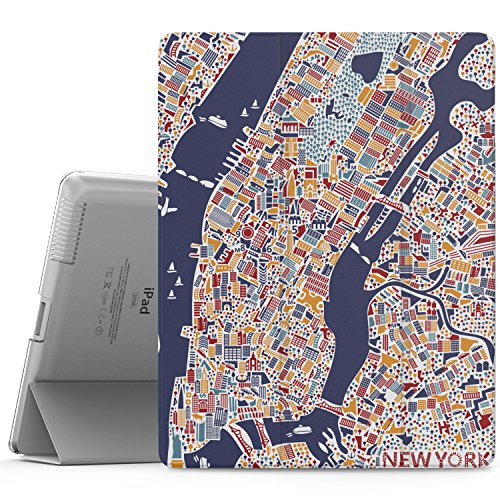 iPad 2 / 3 / 4 Case - MoKo Ultra Slim Lightweight Smart-shell Stand Cover with Translucent Frosted Back Protector for iPad 2 / The NEW iPad 3 (3rd Gen) / iPad 4, New York City (with Auto Wake / Sleep)