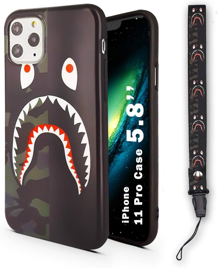 Almaata Shark Face Case for iPhone 11 Pro Durability Protective Cover/Bumper/Skin/Cushion (Compatible only with The 5.8” iPhone 11 Pro - 2019) (Camo Half)