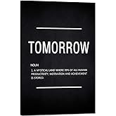 Inspirational Canvas Wall Art Success Motivational Painting Tomorrow Noun Hustle Pictures Inspiring Entrepreneur Quote Posters Prints Artwork Decor for Home Office Framed Ready to Hang (12”Wx16”H)
