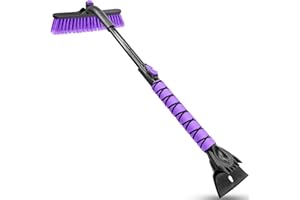 HEEYA Snow Brush for Car, Extendable Snow Brush and Ice Scraper with Foam Grip, Car Window Scraper for Snow and Ice for SUV Truck Auto Jeep RV Vehicle Windshield - Purple