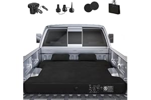 Uncle Elk Air Mattress for Full Size 6.5ft Truck Beds, Inflatable Pickup Mattress for Chevrolet Silverado, Dodge Ram, Ford, With Air Pump, 2 Pillows, Carry Bag, Black