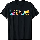 Love Cats Colorful Watercolor Decoration Cute Cat Toy T-Shirt