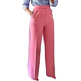 LAJIOJIO High Waist Dress Pants Women Casual,Wide Leg Business Pant Long Trousers with Pockets