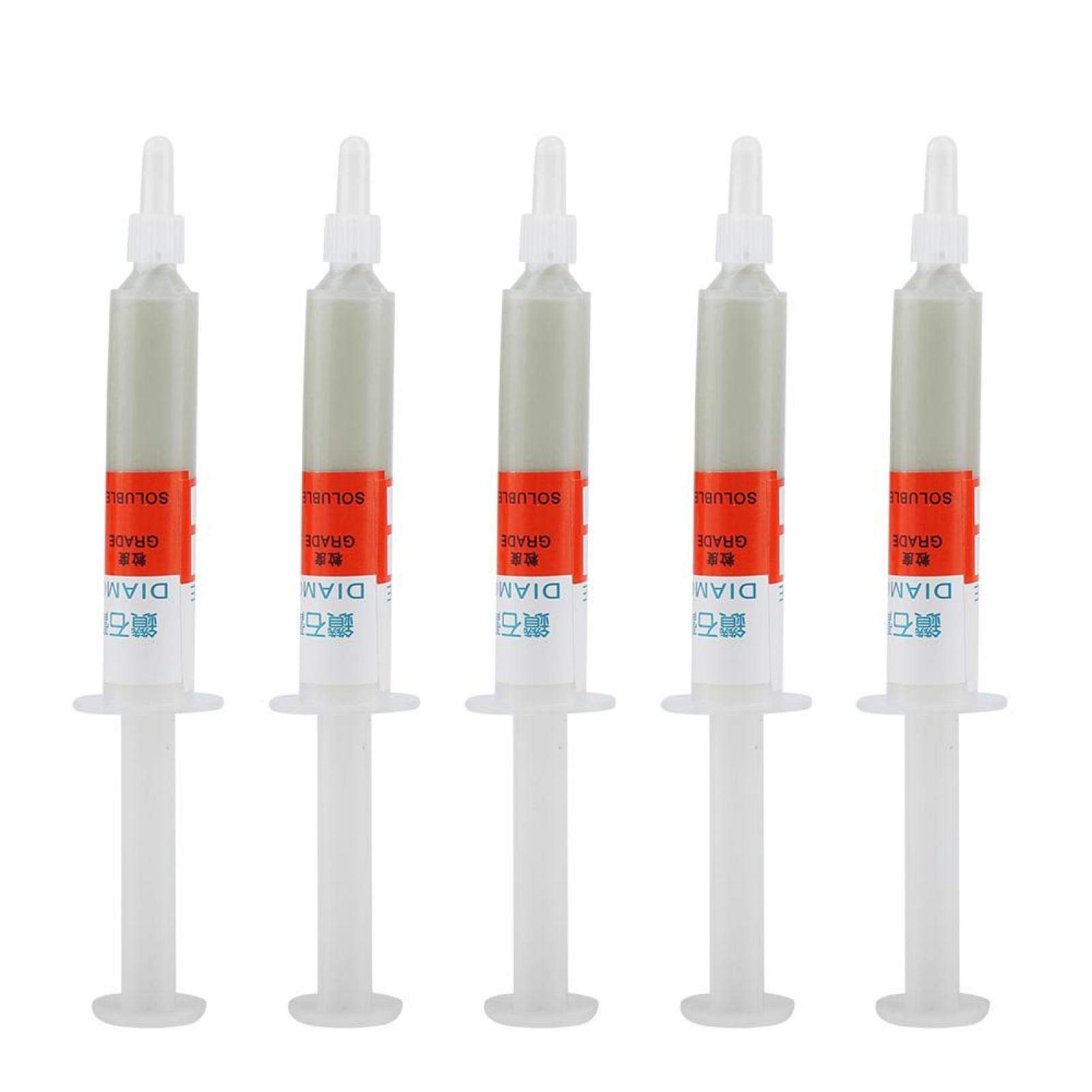 Akozon Diamond Abrasive Paste 5pc/set Diamond Grinding Polishing Paste Lapping Compound Grit Paste(W1.0# 8000)