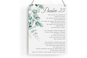 BELLOWDEER Bible Verse Psalm 23 Christian Gifts, Inspirational Wall Decor, Scripture Wall Art Wooden Hanging Sign for Modern Home Office Bathroom Bedroom Wall Art Decor 8x10 Inches