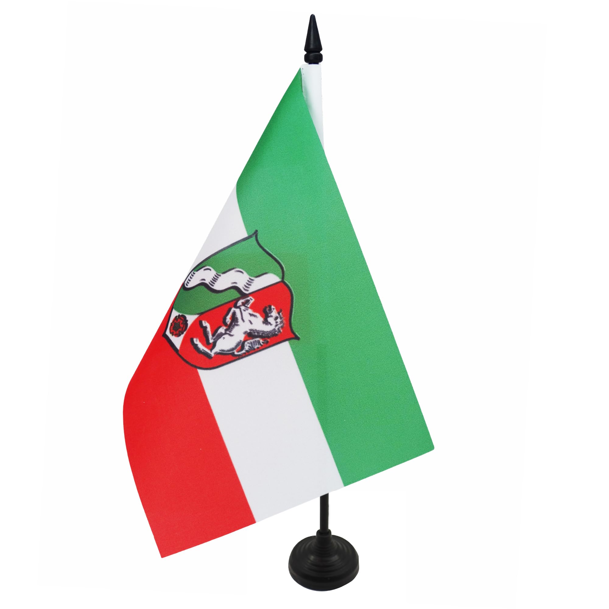 AZ FLAG North Rhine-Westphalia Table Flag 5'' x 8'' - German region of North Rhine-Westphalia Office Decoration 100% Polyester 21 x 14 cm - Mini Desk Flag with Pole and Black Plastic Base