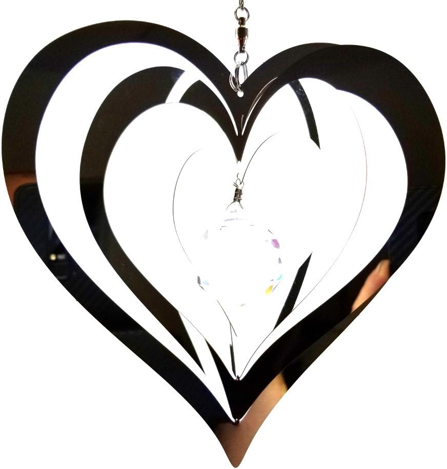 BWA Hanging Stainless Steel Garden Wind Spinner Sun Catcher Crystal - Small Heart
