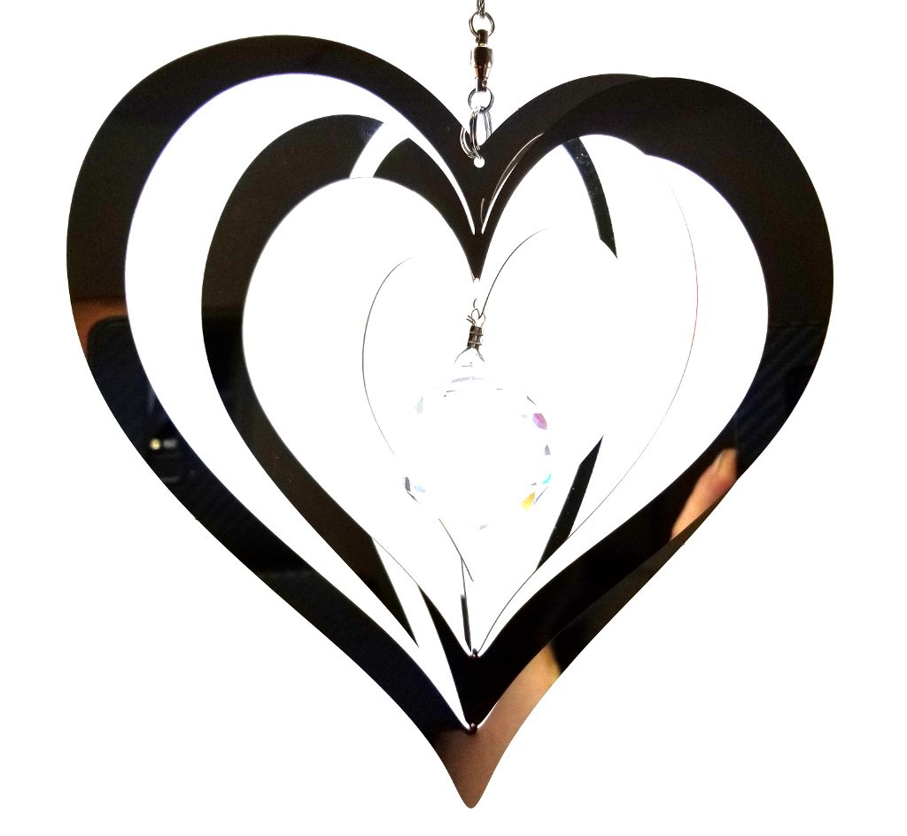 BWA Hanging Stainless Steel Garden Wind Spinner Sun Catcher Crystal - Small Heart
