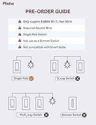 AIDA Smart Light Switch, Single Pole WiFi Smart