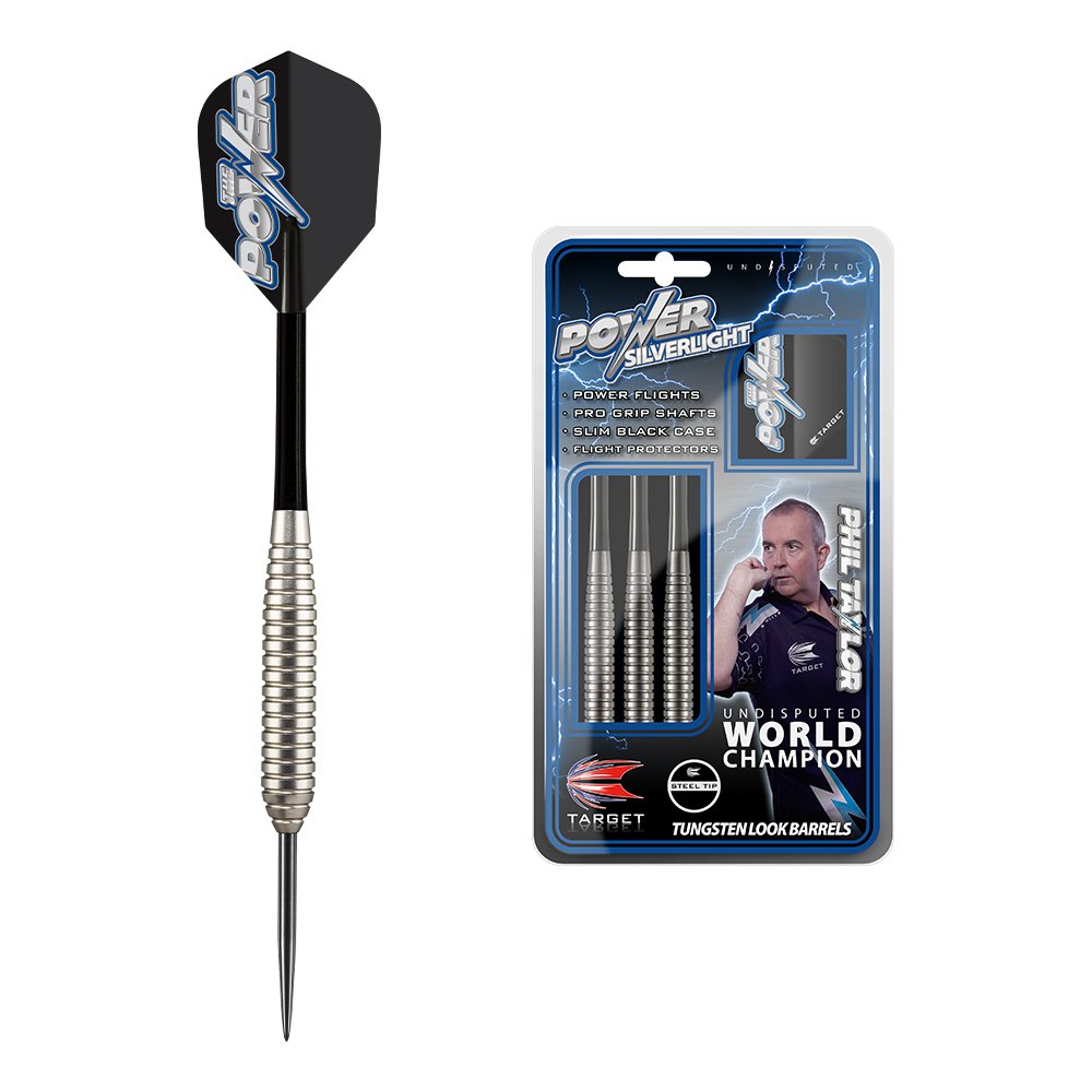 Target Darts Phil Taylor Power Silverlight 24g Steel Tip Brass Darts