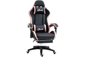 Vinsetto Computer Gaming Chair, PU Leather Office Desk Chair with Footrest, Swivel Wheels, 135° Reclining Back, Lumbar Suppor