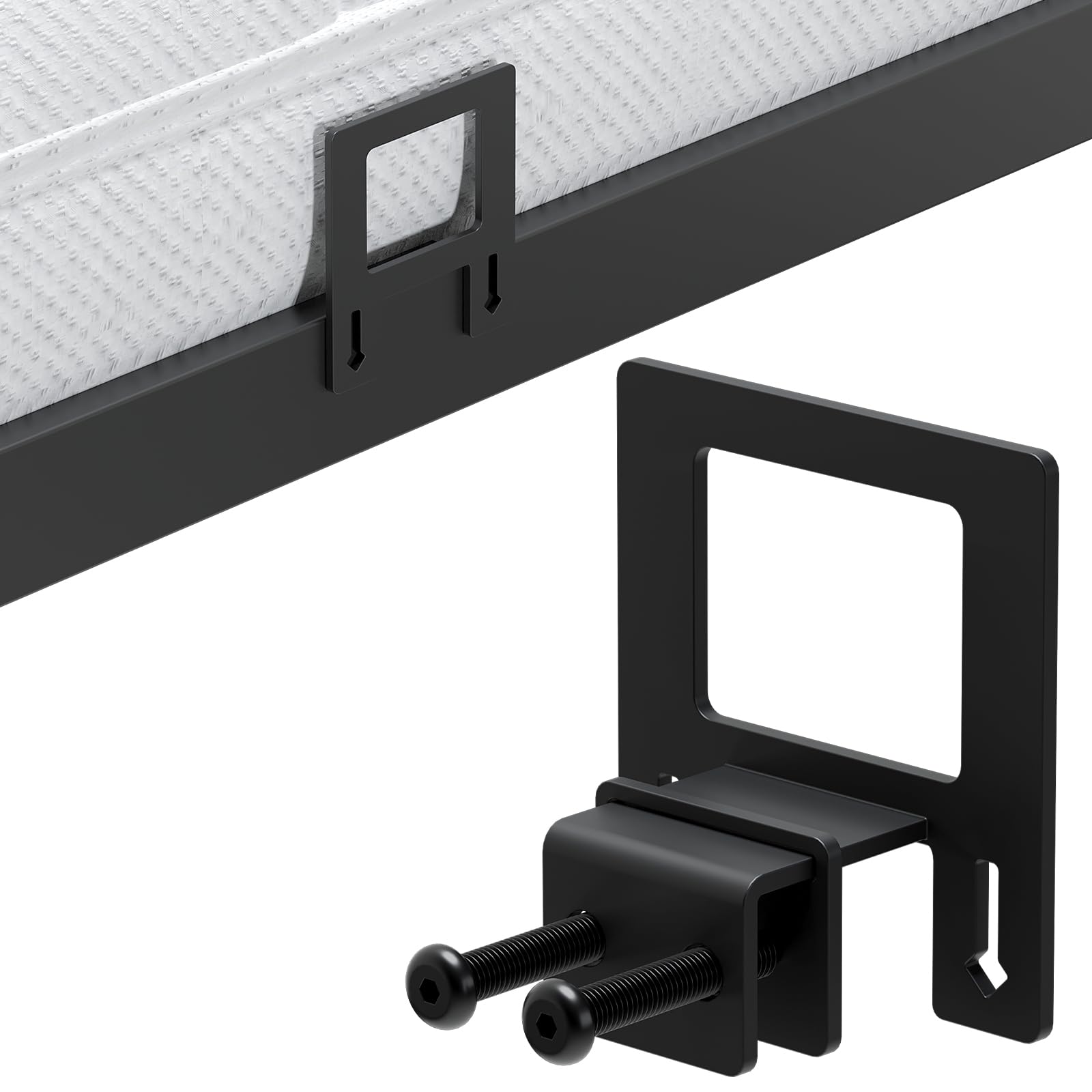 Photo 1 of 6-Pack Non-Slip Mattress Grippers for Metal Bed Frame, Heavy Duty Mattress Gaskets, Adjustable Anti-Slide Brackets, Black – Includes Screws & Allen Wrench