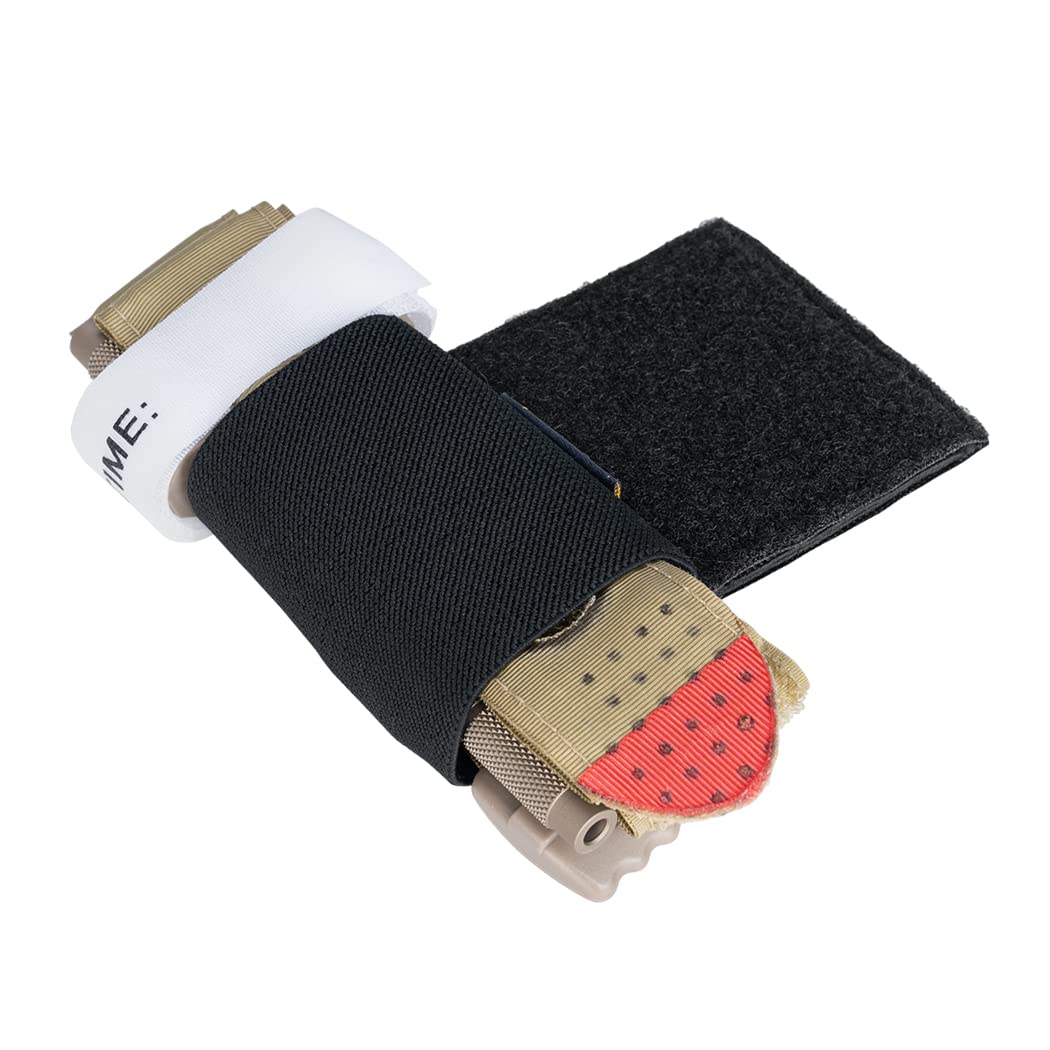 IDOGEAR Tactical Tourniquet Holder for Duty Belt Elastic TQ Tourniquet Kit Pouch Tactical Belt Vest Chest Rig Bags (Black)