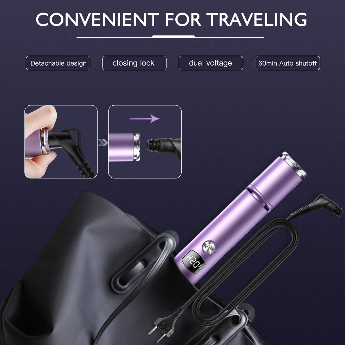 BESTOPE Hair Straightener and Curler 2 in 1 Flat Iron for Hair with Detachable Power Cord Tourmaline Ceramic Hair Straightener Hair Styling Tools Adjustable Temperature 265℉-450℉ : Beauty