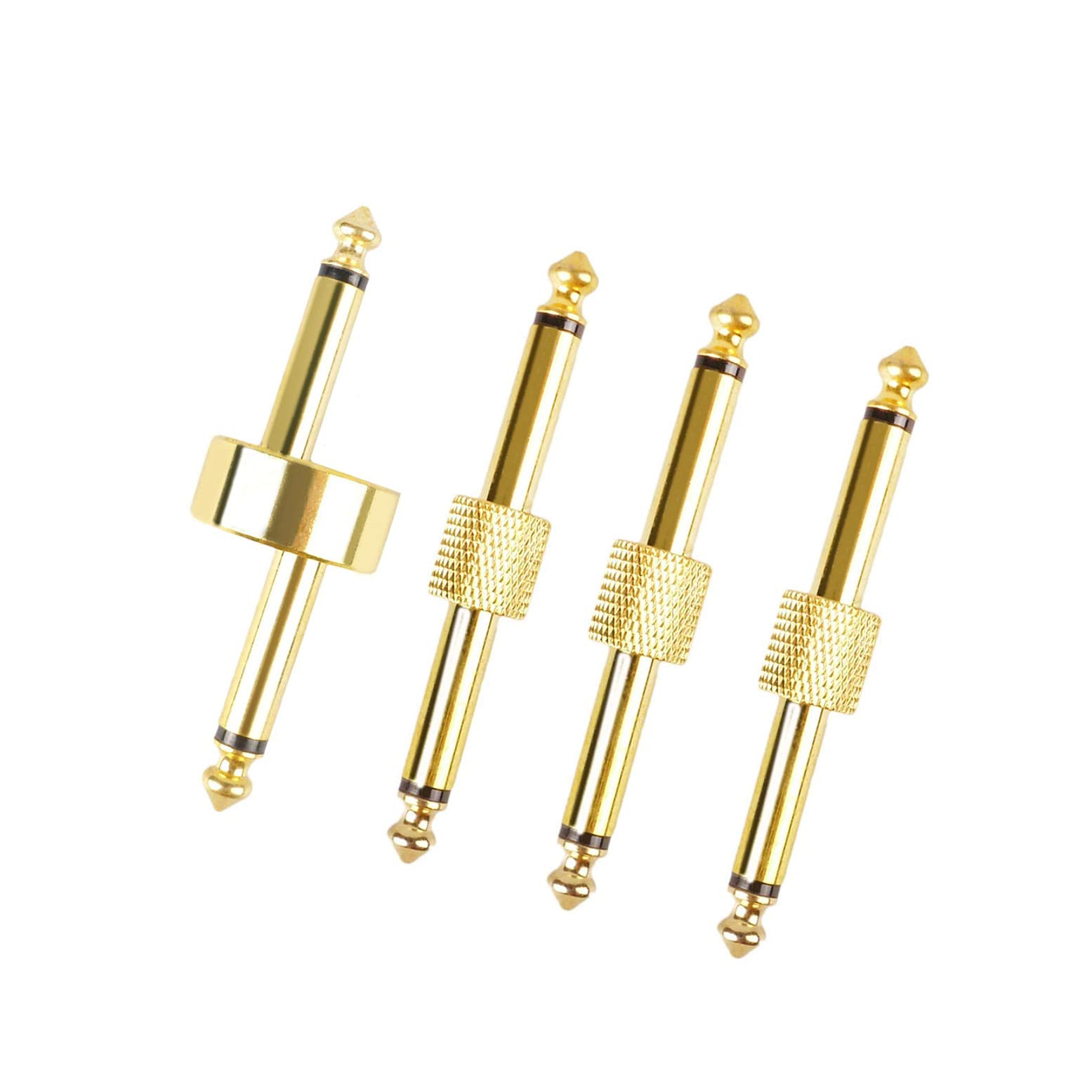 JZK 4 PCS straight and Z type, guitar pedal connector gold colour, 6.35mm guitar effect pedal connector, guitar pedal coupler, guitar effect pedal to pedal connector