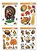 Holiday Designs Thanksgiving Window Cling Decorations - 4 Large Sheet Sets Featuring Turkeys, Pilgrims, Leaves, Pumpkins, Cornucopia and Other Fall Themes